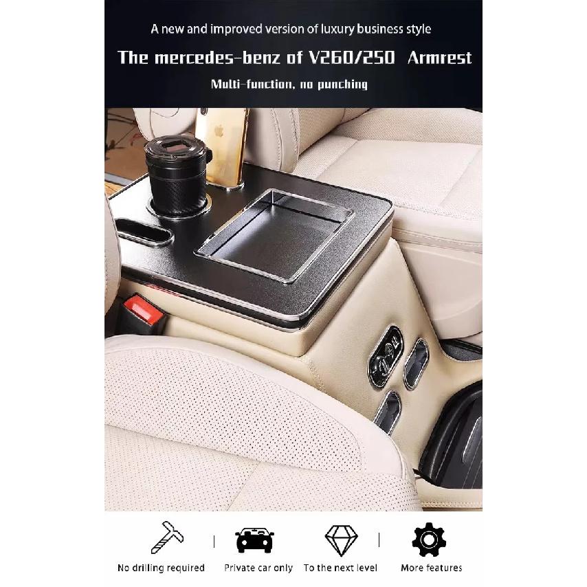 FOR Mercedes-Benz V-Class V220 V260 V250 W447 2014-2023 Armrest Storage Box Rear Handrail Box Mobile Phone Charging USB Armrest