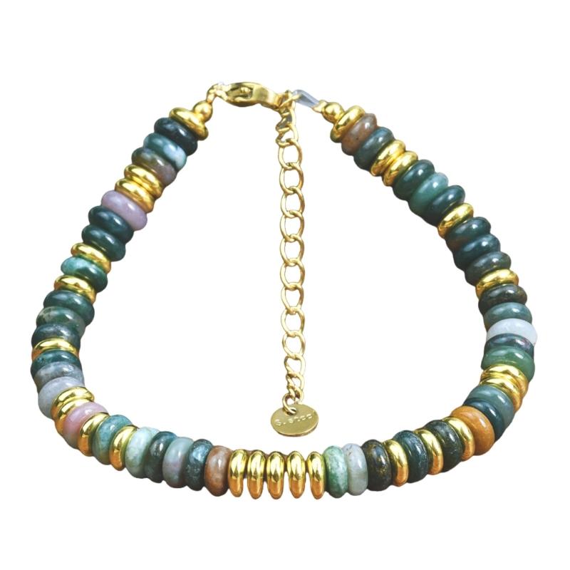 Colorful Natural Stone Beads Handmade Bracelet Bangle Waterproof Bohemia Beaded Wristchain Jewelry Gift for Women