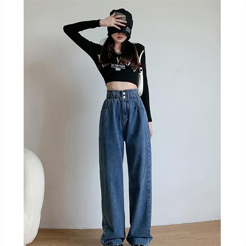 Trend Vintage Autumn Winter Warm HighWaist Pants Streetwear Korean Baggy Female Straight Wide leg trousers Women's Commuting wind