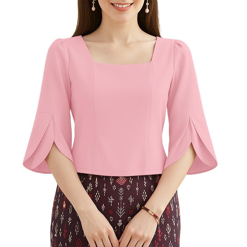 

ZANZEA Women Square Collar Summer Casual 3/4 Sleeve Elegant Blouse S