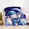 1pc Nightly Dreams Starry Night Elephant Flannel Blanket, Comfortable and Warm Blanket, for Camping Sofa Bed and Couch Office017