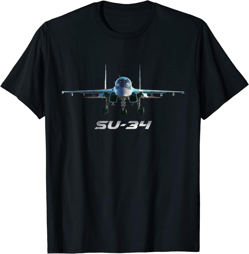 Sukhoi SU34 Russian Fighter Bomber Fighter Men TShirt Short Sleeve Casual 100 Cotton ONeck Summer Shirt