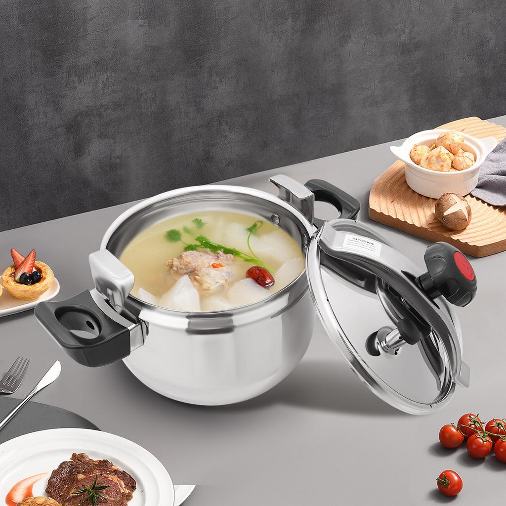 7L Stainless Steel Pressure Cooker, 60Kpa High Pressure,7.4 Quart Capacity, Silver 201 Stainless Steel Pot, Pressure Stewing Pot