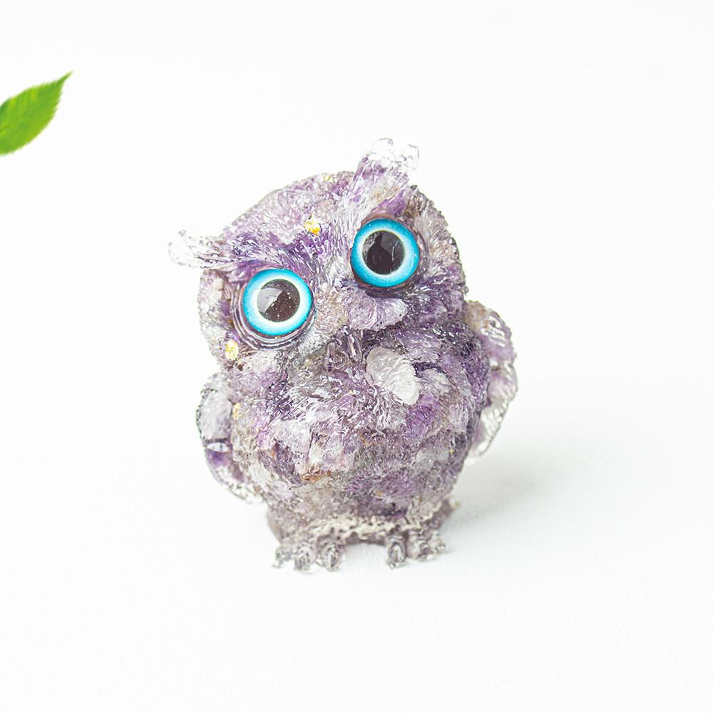 Figurine Hibou en Résine Cristal Pour Décoration Maison Bureau Cadeau Pour Amis Et Famille