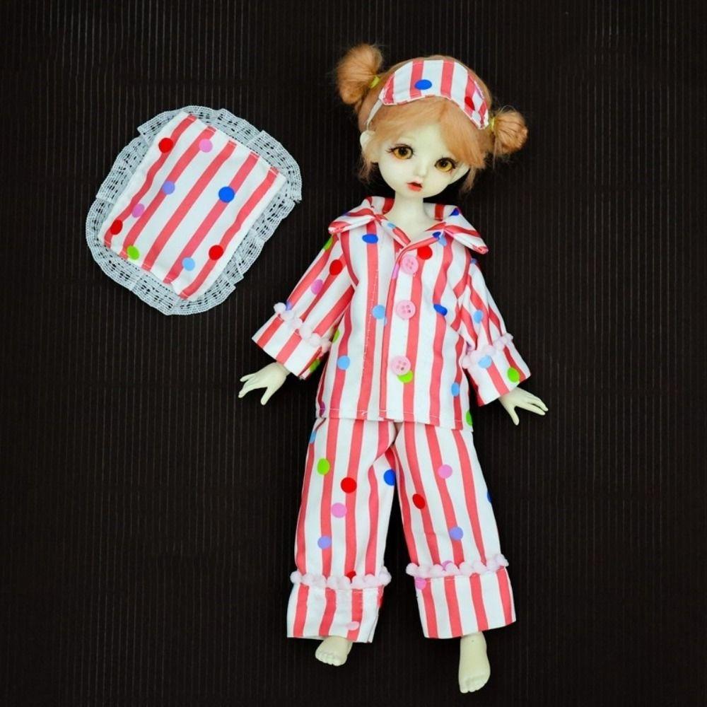 DIY Striped 30cm Doll Pajamas Dress Up Handmade Doll Sleep Clothes Home Wear Cute Sweet BJD Doll Clothes 1/6 BJD