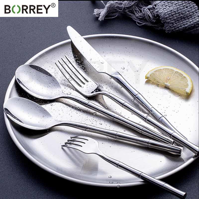 

BORREY 30 шт. / Комплект Золотые столовые приборы Столовые приборы Посуда из нержавеющей стали Столовая посуда Столовое серебро Обеденный нож Вилка Ложка Набор Дропшиппинг