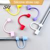Cordão em U com Tampa para Canudo 5 Peças Capa de Silicone para Canudos de Grande Diâmetro de 8mm Toppers Acessório em Forma de U Protetor Reutilizável à Prova de Poeira Vidro Aço Inoxidável