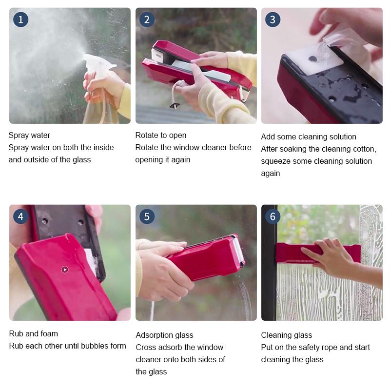 Household Double Layer Glass Cleaner Window Cleaner Double-sided Magnetic Glass Cleaning Tool For High-rise Buildings 20-30MM