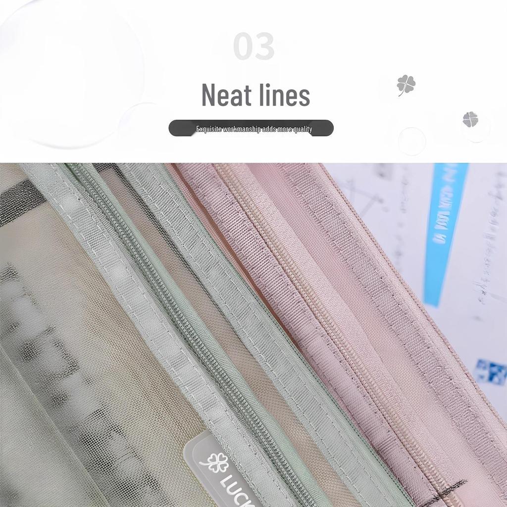 Newcomer Discount: Large Transparent Mesh Pencil Case - Double-Layer for Student Exams