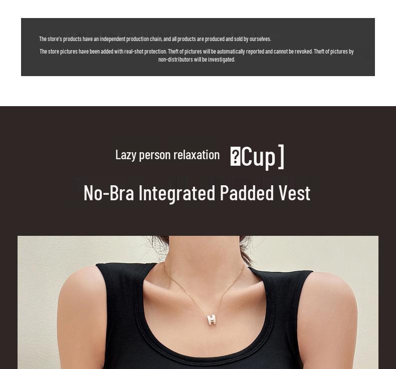 Women's Pure Cotton Camisole Tank Top with Integrated Bra Pads – Anti-Side-Boob Design, Perfect for Spring, Summer, and Autumn.