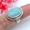 Larimar Ring mit Edelstein 925 Sterling Silber Ring handgefertigter Stein massiver Boho Chic Stein geflochtener Schmuck für Frauen – 8,9 g