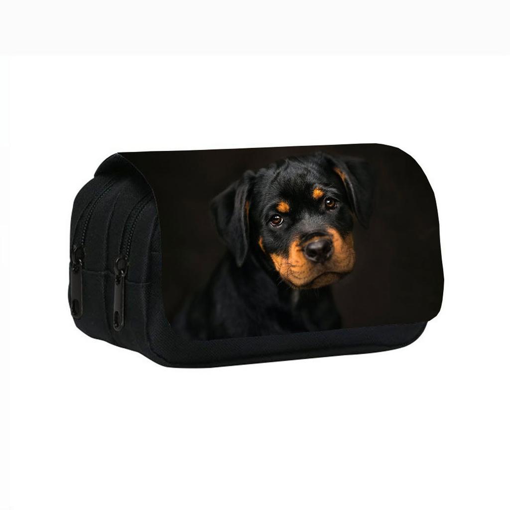 Uroczy piórnik z nadrukiem szczeniąt, dwuwarstwowy, dla uczniów szkół średnich i dzieci