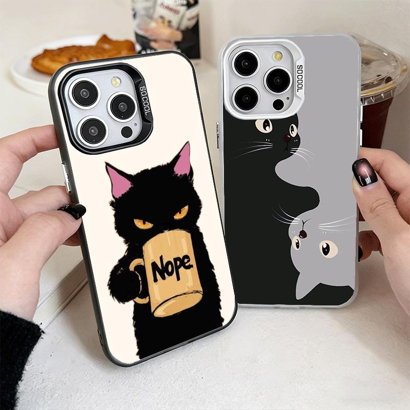 Black Cat Cartoon Cute Soft Phone Case for iPhone 15 16 17 Pro Max 17Air 16E 14 Plus 13 12 Mini Shockproof Cover Back Shell
