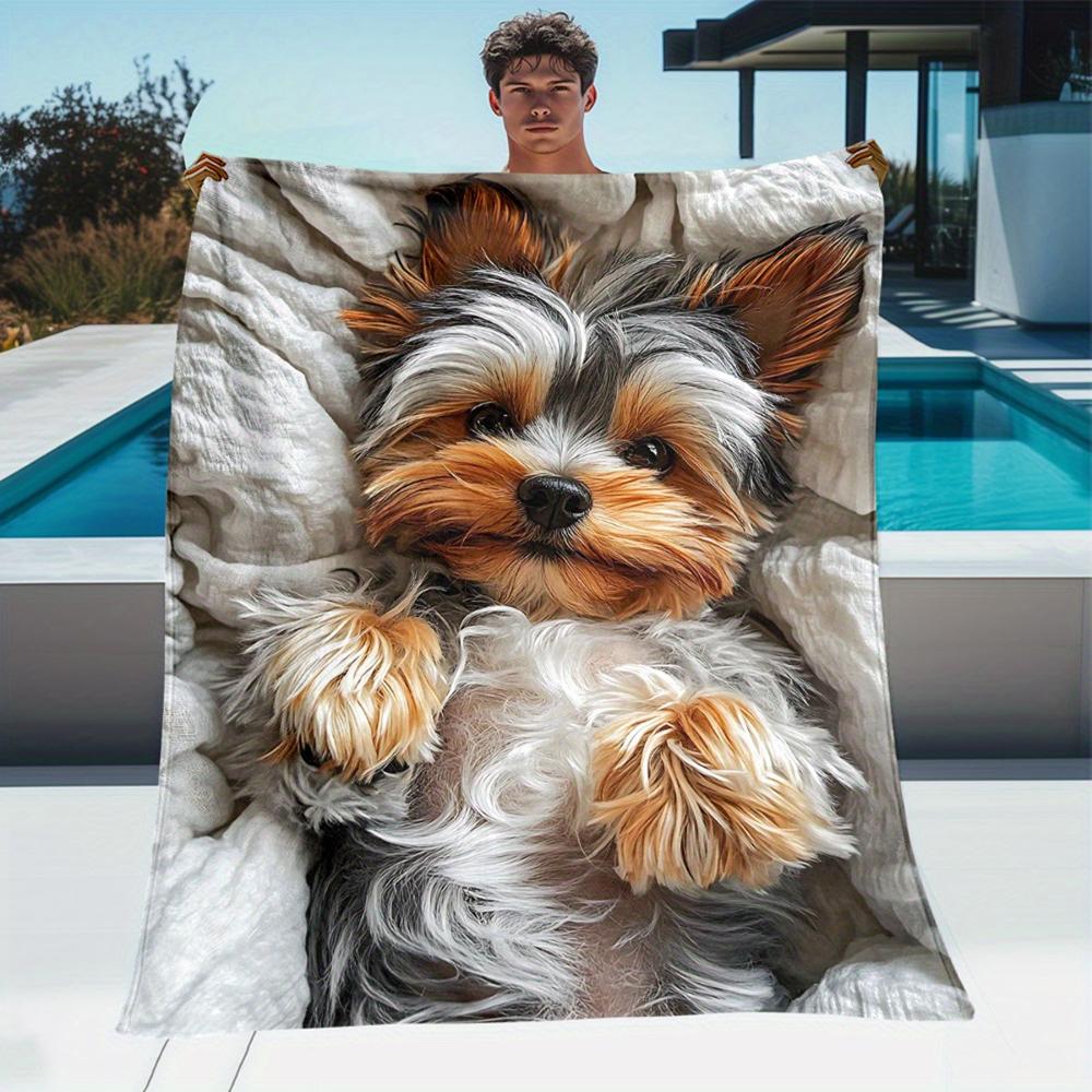 Yorkie Dog Print Blanket , Warm and Comfortable Throw Blanket Sofa Bed Sofa Camping Trip, the Best Gift.