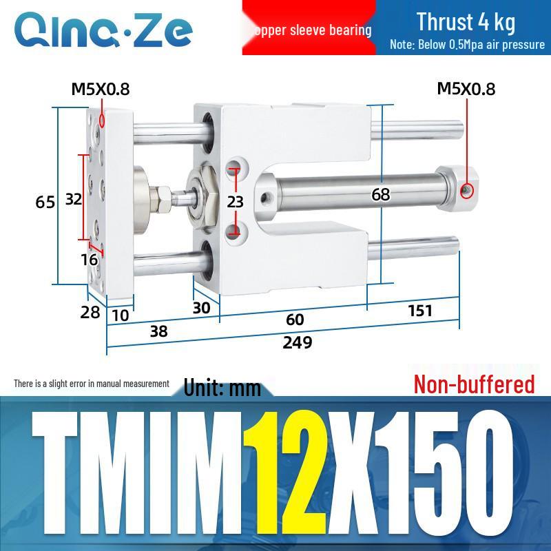 Triple-Rod Cylinder with Guide Bracket and Buffer TMICL/TMICM 12/16/20/25-50/75/100