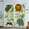 Cartoon Animal Curtains Pet Cat Dog Lion Leopard Elephant Giant Panda Fox Monkey Rabbit Penguin Whale Children's Printed Curtain