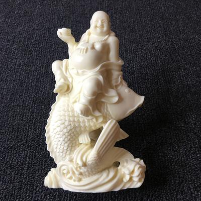 Weiße Maitreya Buddha Statue Heimdekorationszubehör Wohnzimmer Kamin Dekoration Lachender Buddha Statue Kunsthandwerk