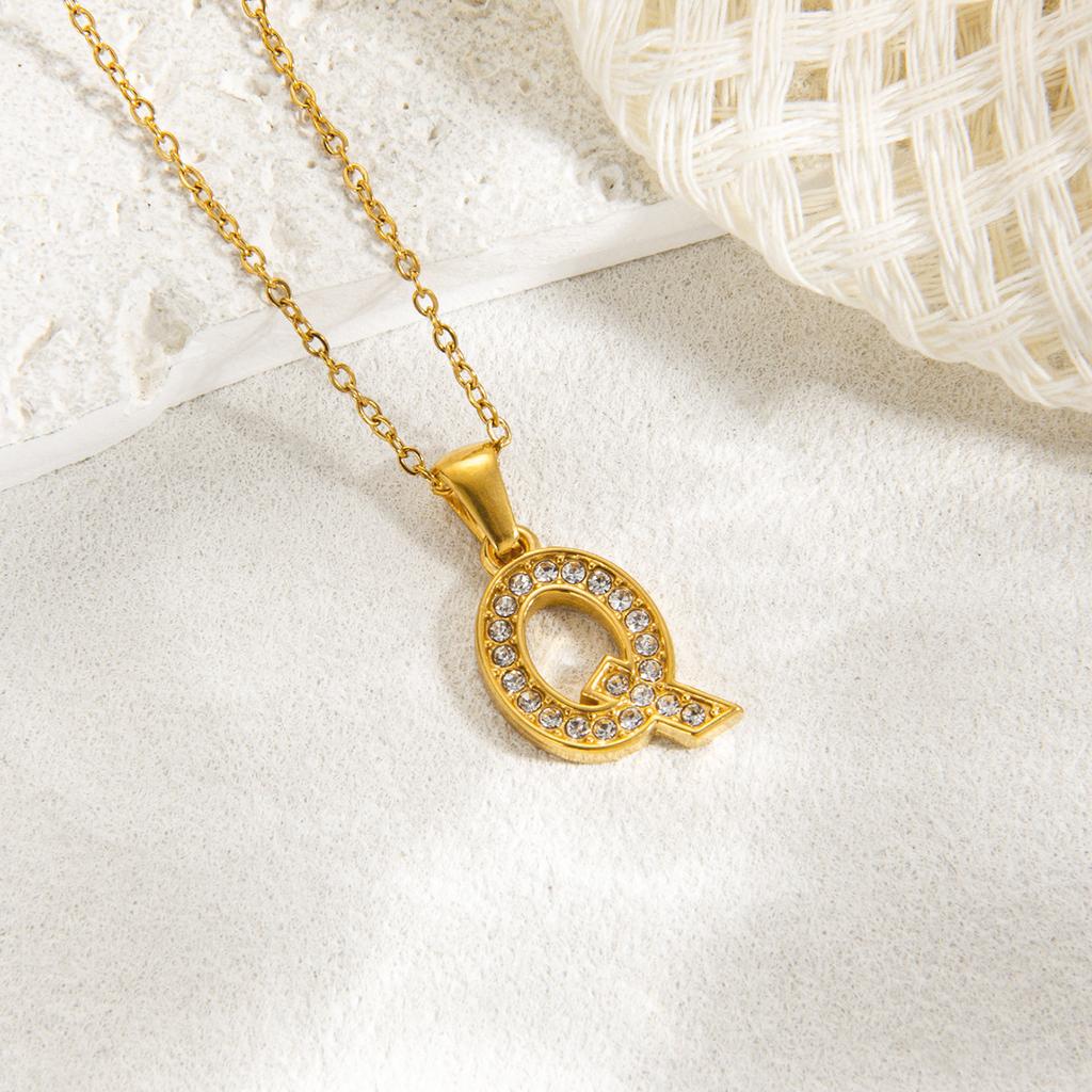 1pc Fashion Shining A-Z Letter Pendant Charm Necklace 26 Initial Alphabet Name Clavicle Chain Party Valentine's Day Jewelry Gift