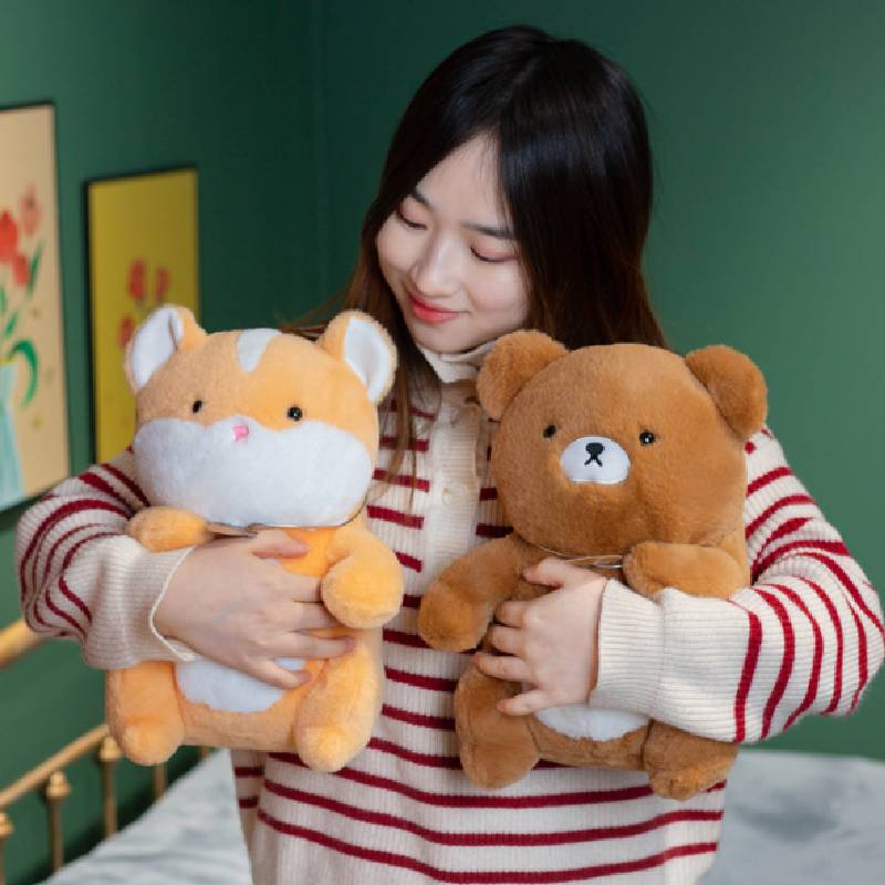 Hamster Cat Bear Plush Toy Doll Pillow Necklace Girls Birthday Gift Cotton Pp