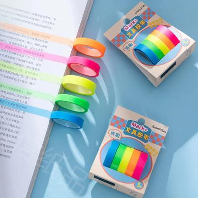 5-farbiges, abreißbares PET-Klebeband, einfarbig, selbstklebend, für Sammelalben, Notizbücher, Markierungsetiketten, Wissenspunkt-Markierungsband