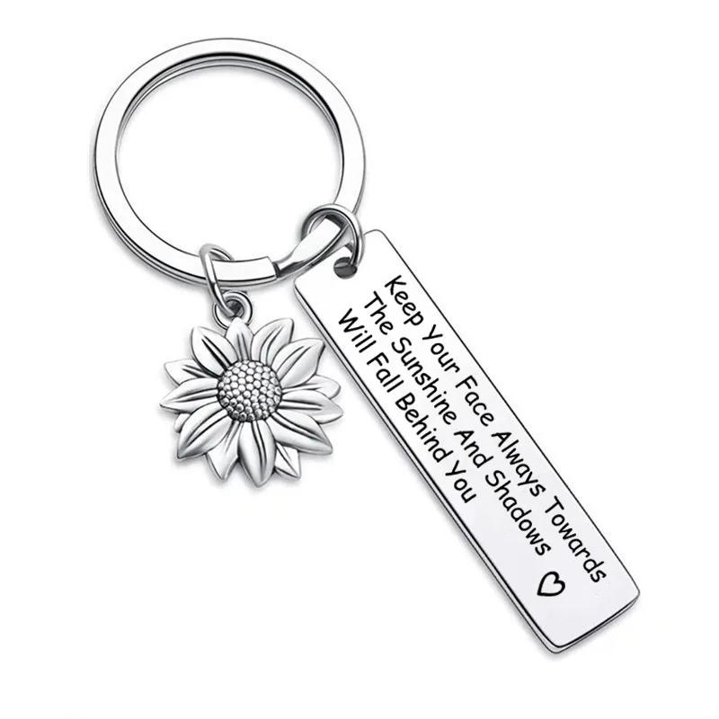 Porte-clés Tournesol Inspirant Bijoux d'Amitié Cadeau pour Meilleur Ami Bijoux Cadeau pour Amis qui Déménagent Porte-clés avec Phrases Anglaises