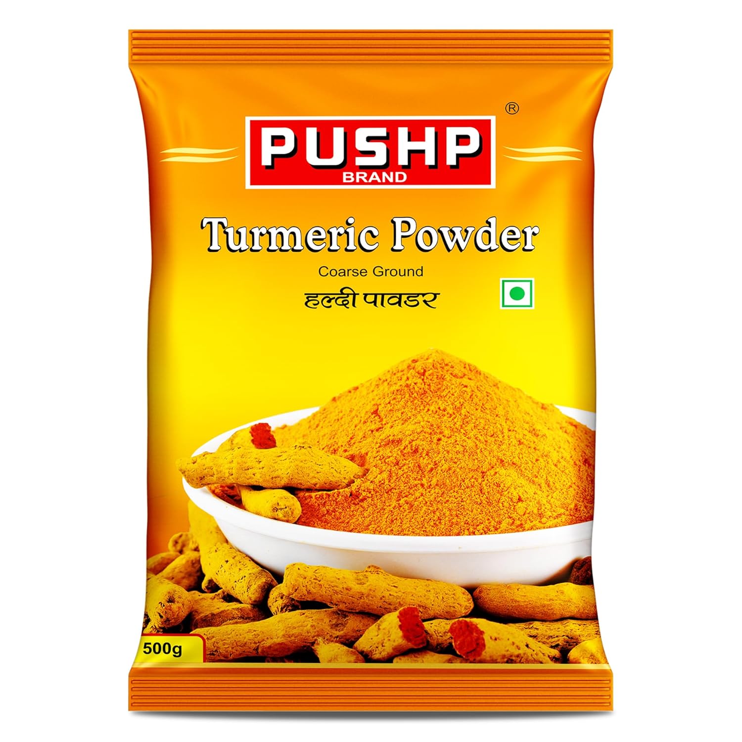 Куркума Pushp Порошок Натуральная Кулинарная Специя Для Аутентичной Индийской Кухни Насыщенный Желтый Цвет Чистый 500г Упаковка 1 Для Кухни