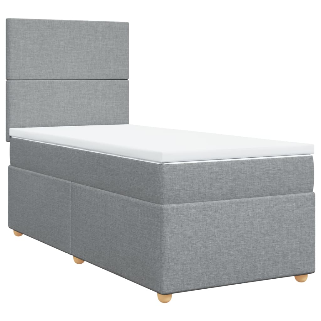 Vidaxl Letto Continentale Con Materasso, Grigio Chiaro, Tessuto, 80X200 Cm