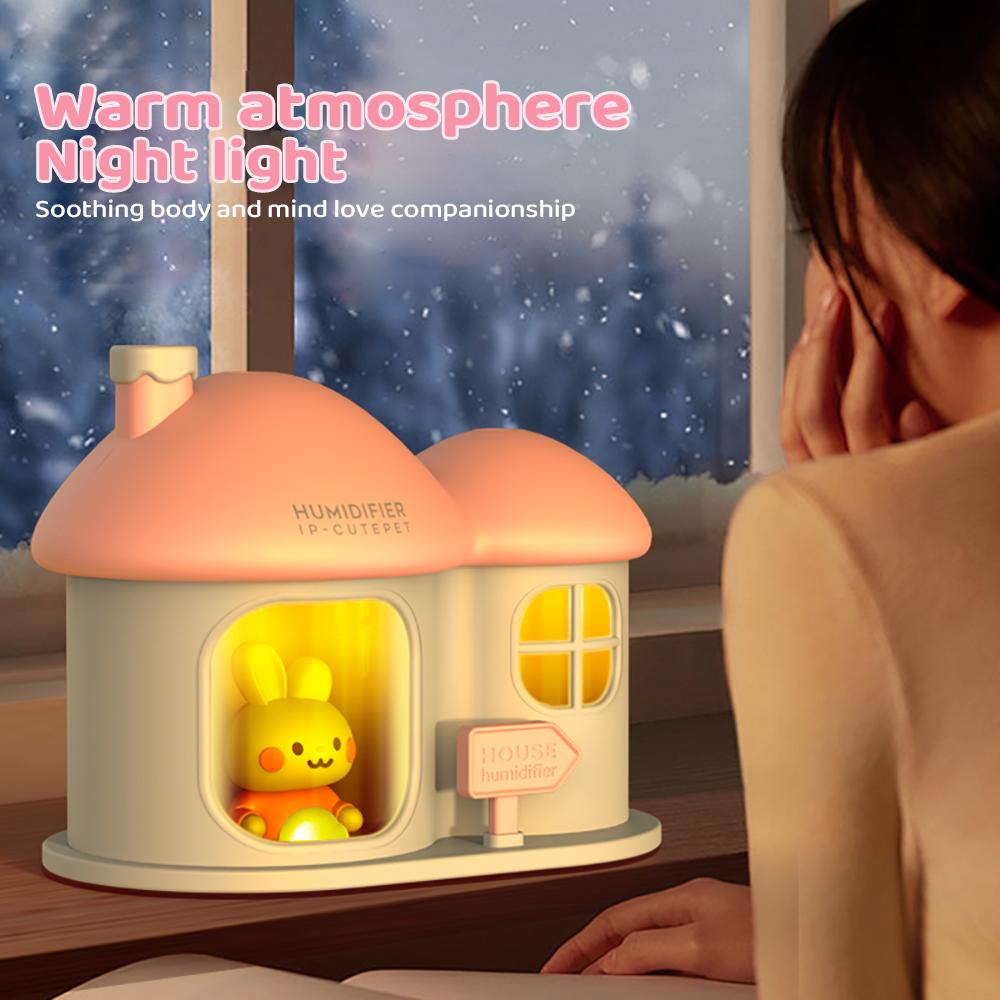 Cartoon Luftbefeuchter USB 300ml Leise Tragbarer Aroma Diffusor Ätherische Öl Lampe mit 7 Farben Umgebungs-Nachtlicht Festivalgeschenke