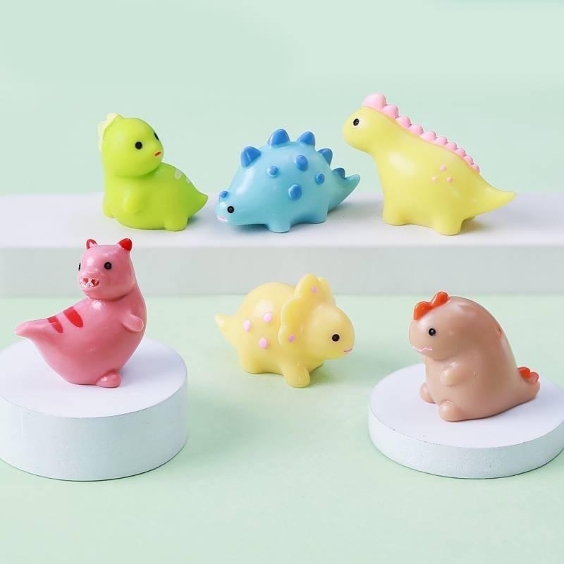 Adorable Resin Mini Dinosaur Figurines Cartoon Style Cute Desk Ornaments Accessories