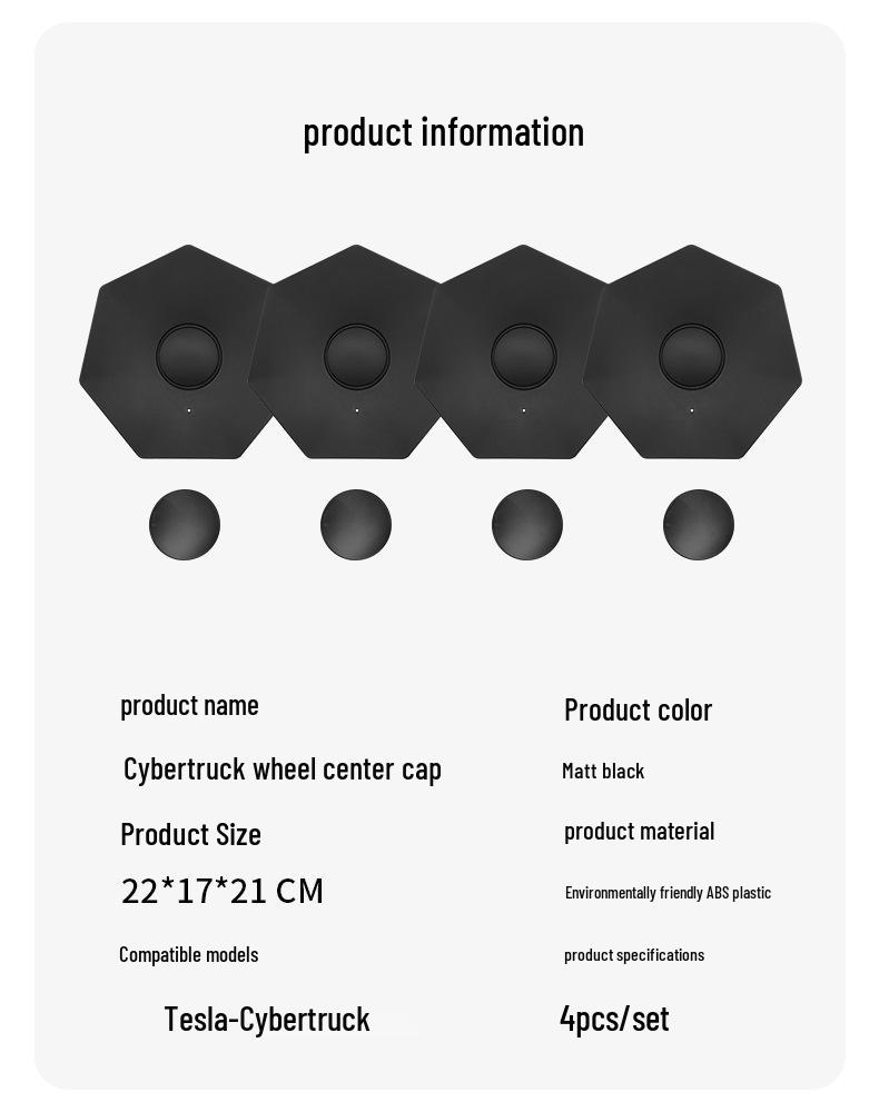 Tesla Cybertruck Kratzfest Schmutzabweisend Schmutzabweisend Radnaben-Mittelkappe