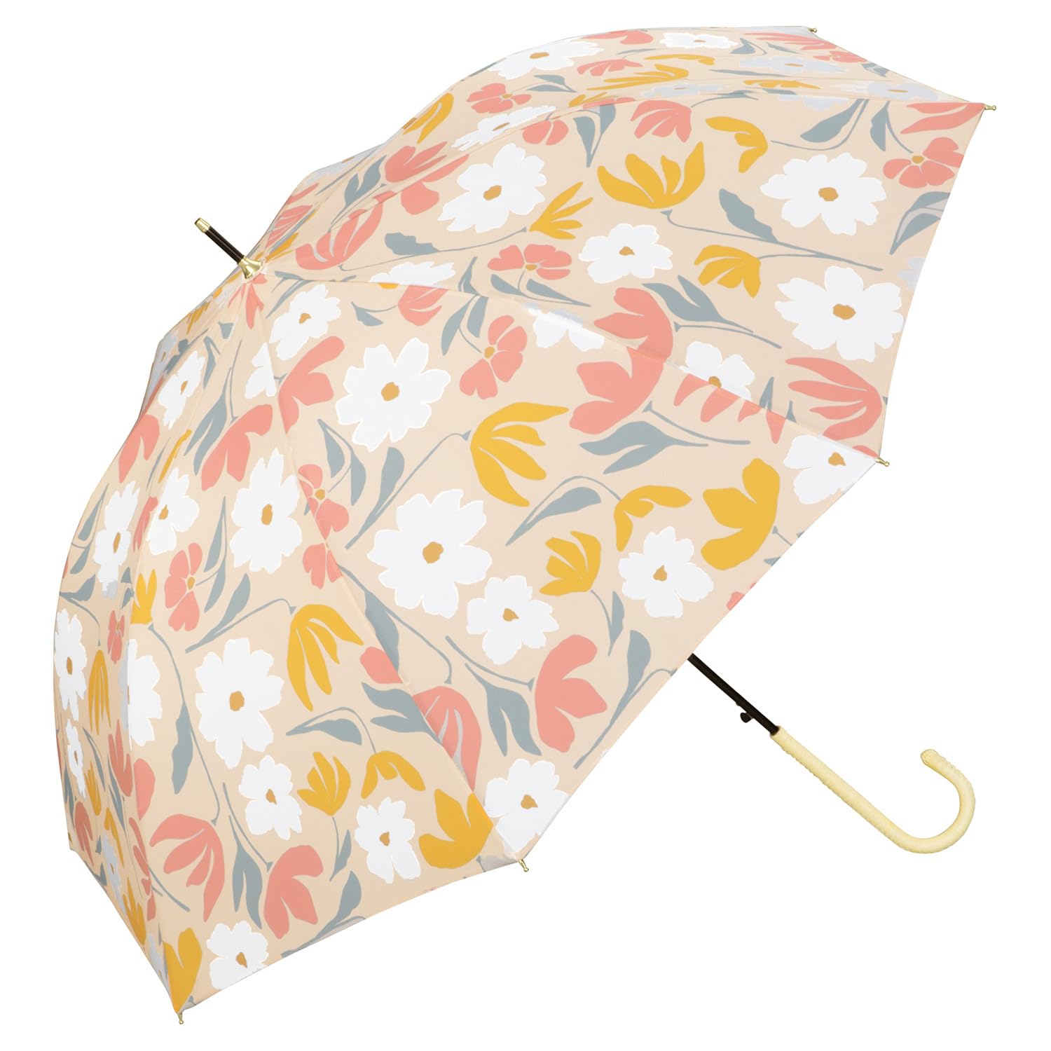 

Long Polk For Sunny or Rainy Rib Commuting to Work or Retro Floral Pastel [2024] Wpc. Umbrella, Beige, Days, 58cm, Large, Jump, Women s, School,