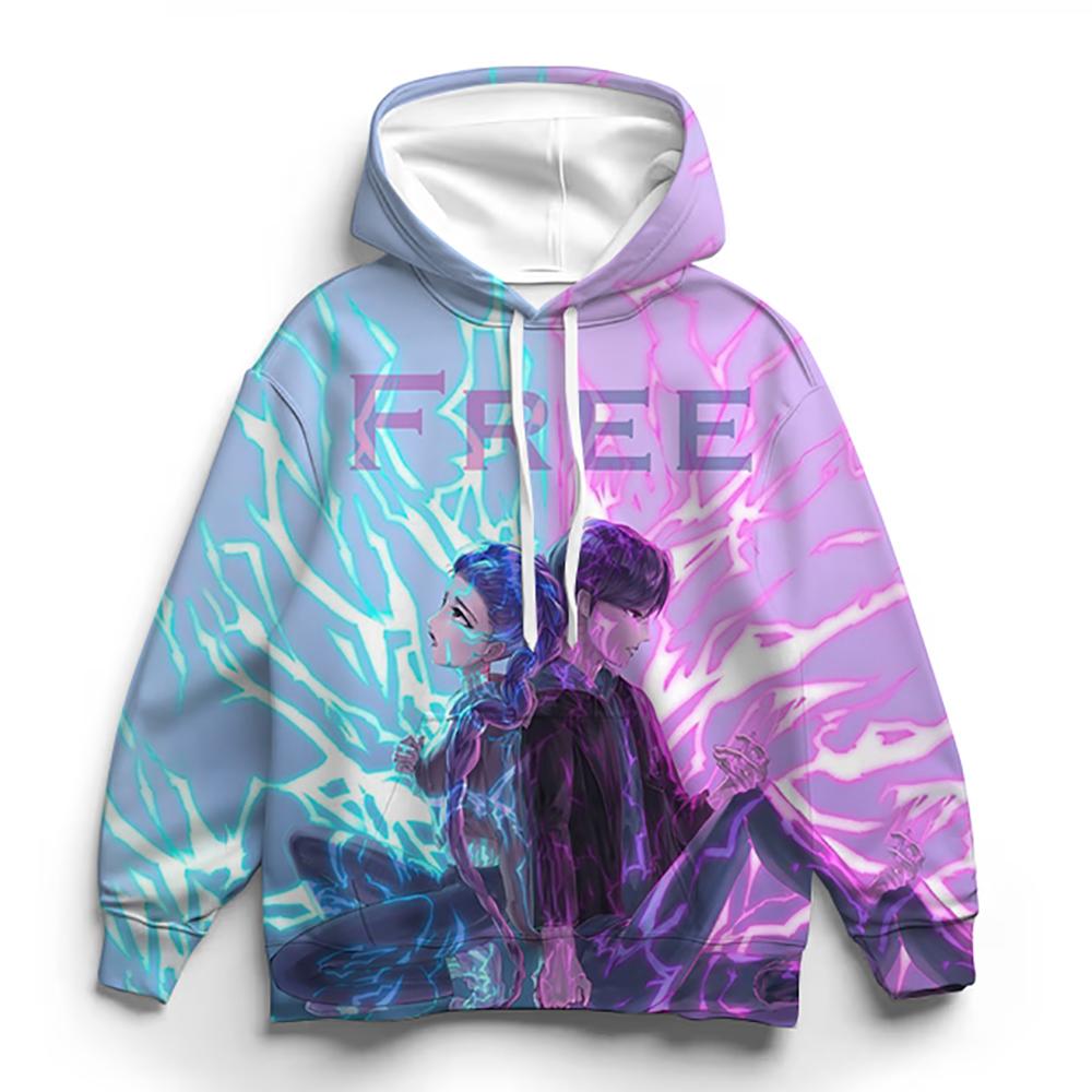 Y2K KPop Demon Slayer Hoodie for Teen Girls Rumi KPop Demon Slayer Pullover Autumn Casual Long-Sleeve Sweatshirt