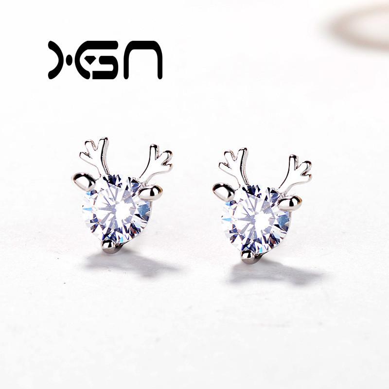 

Серьги-гвоздики в виде оленьих рогов: Серебро 925 пробы, Сладкий стиль Мори, Корейский минимализм, Идеально для Рождества. 925 Silver алмаз/белый