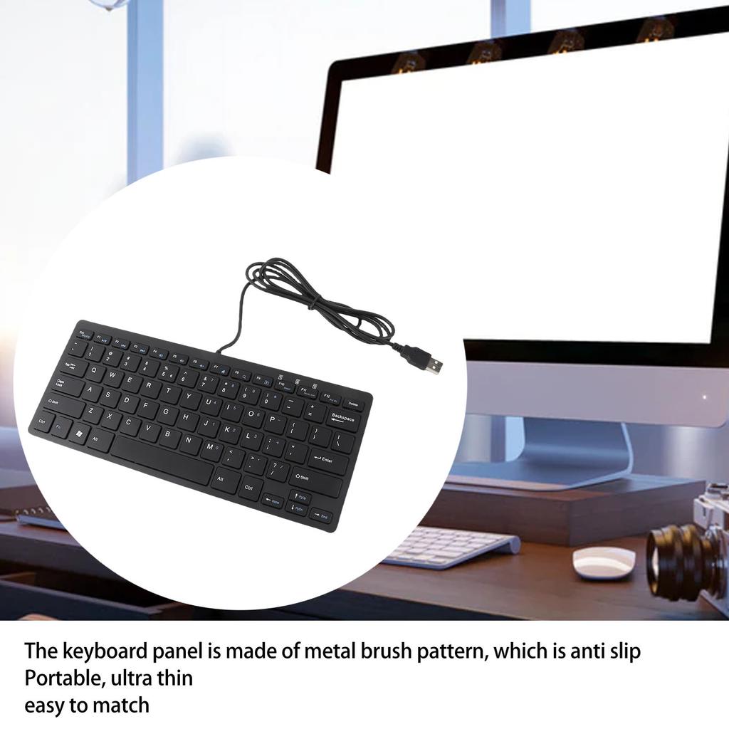 USB-Tastatur mit Kabel 78 Tasten Dünn Tragbar Rutschfest Tastatur für Laptops Desktops