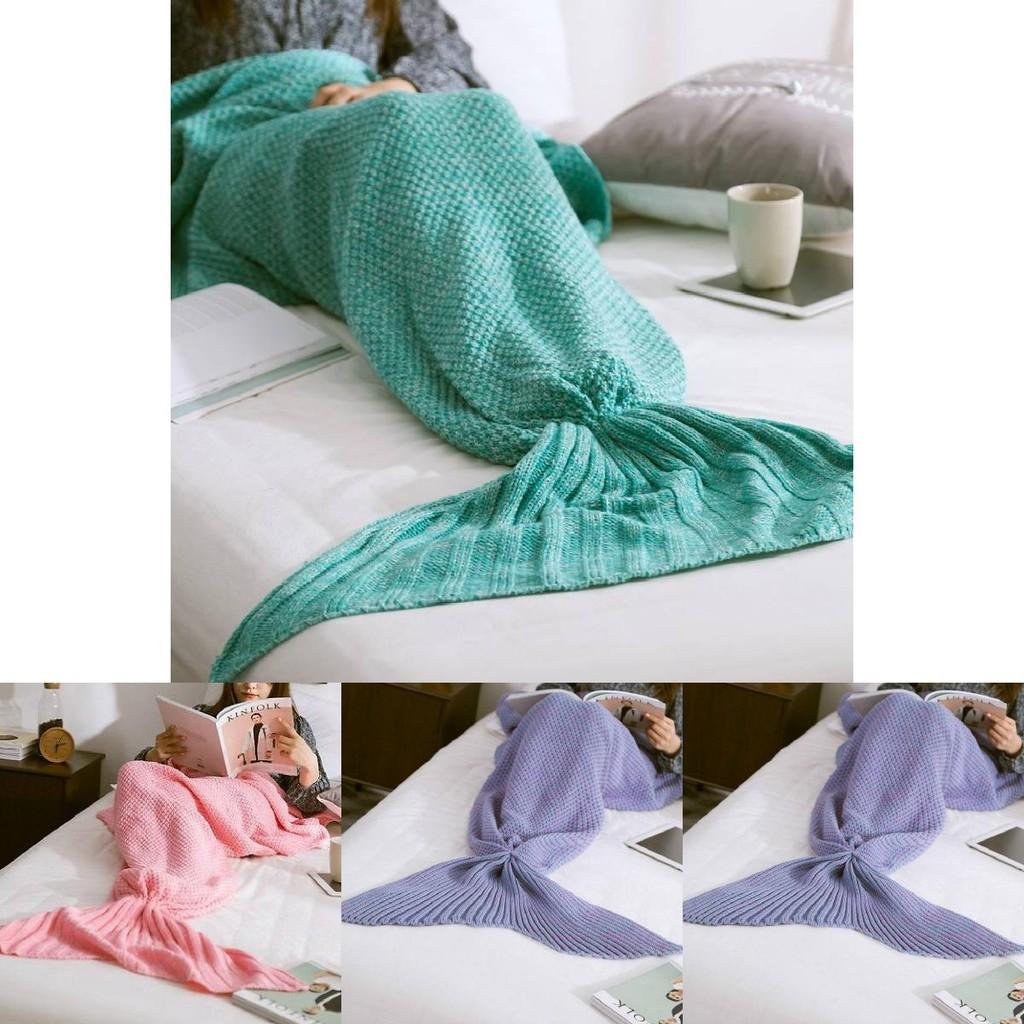 Soft And Stylish Mermaid Tail Blanket Plush Knitted Acrylic Throw For Spring And Autumn