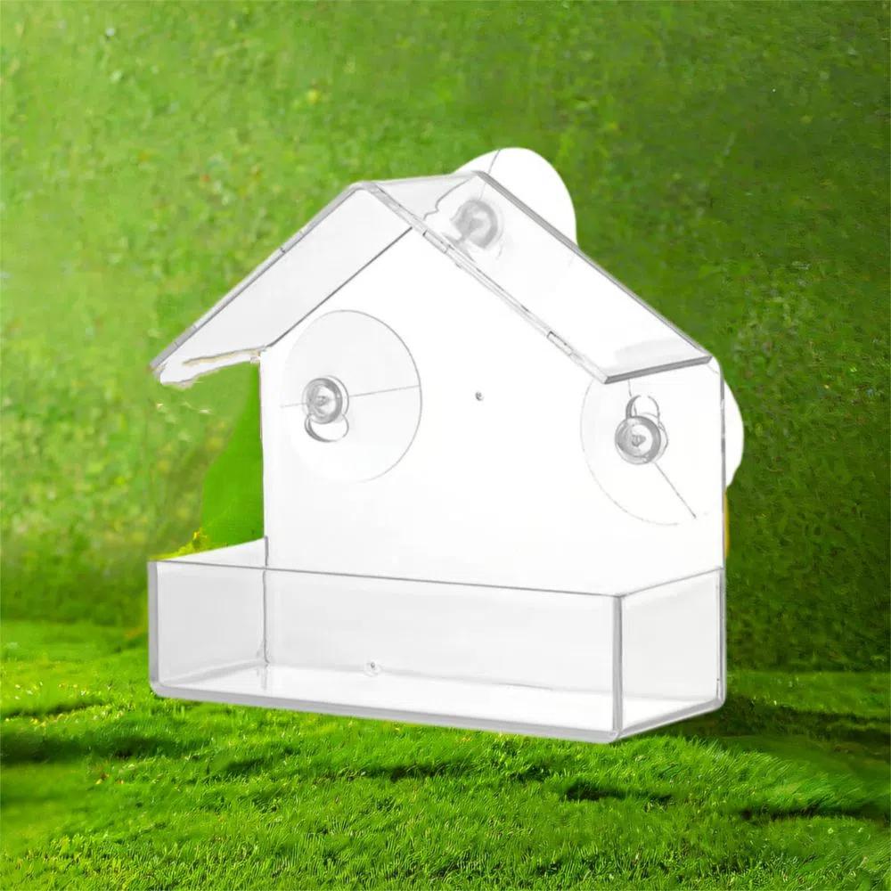 Plastic Window Bird Feeders Clear Window Bird House Windowsill Birdfeeders for Conure Budgie