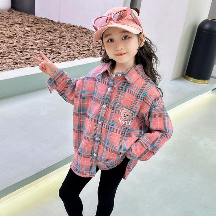 

Девичья клетчатая куртка-рубашка с длинным рукавом для весны и осени 140 cm