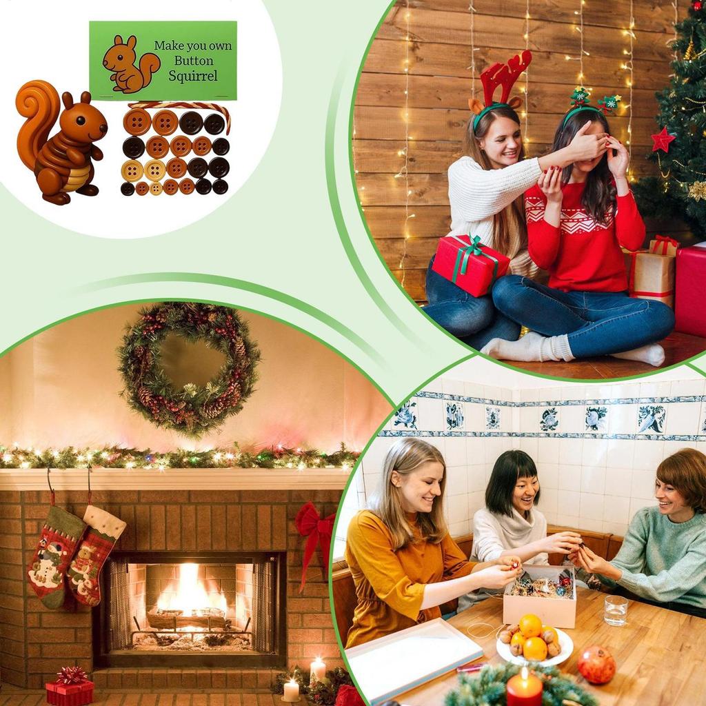 Christmas Button Ornament Funny Animal Christmas Decoration Buttons Seasonal Decor Holiday Party Supplies For Bedroom Office