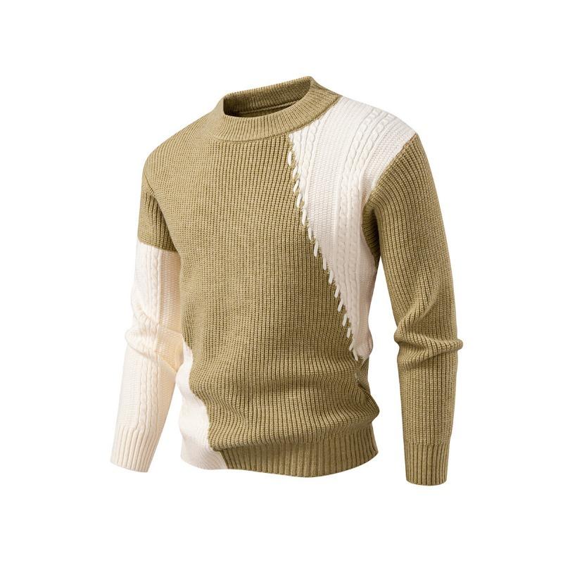 New Winter Style Men's Fashion Color-blocking Sweater Men's Casual Base Shirt
