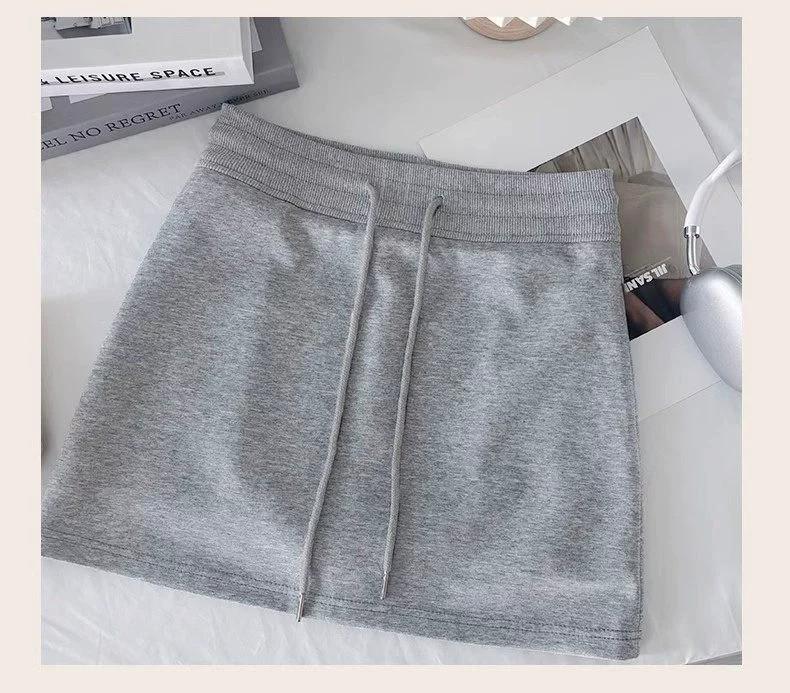 2026 Women's High Waist Gray Bodycon Sports Skirt - Spring/Summer A-line Slimming Casual