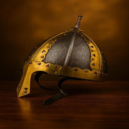 Handcrafted Norman Nasal Helmet Steel Brass Viking Armor
