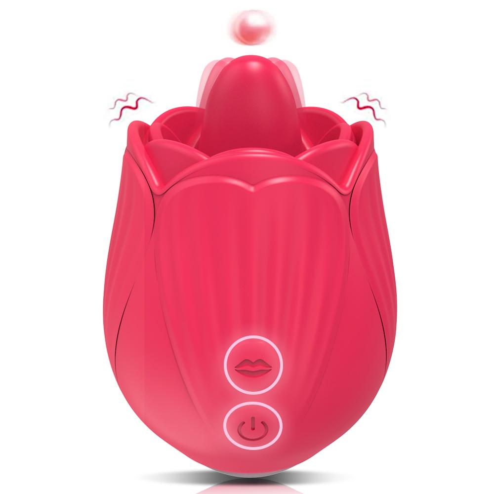 POMFW Leistungsstarkes Rosenvibrator-Spielzeug, weiblicher Klitorisstimulator, Zungen-Oralleck-Masturbator, gutes Nippel-Sexspielzeug für Frauen