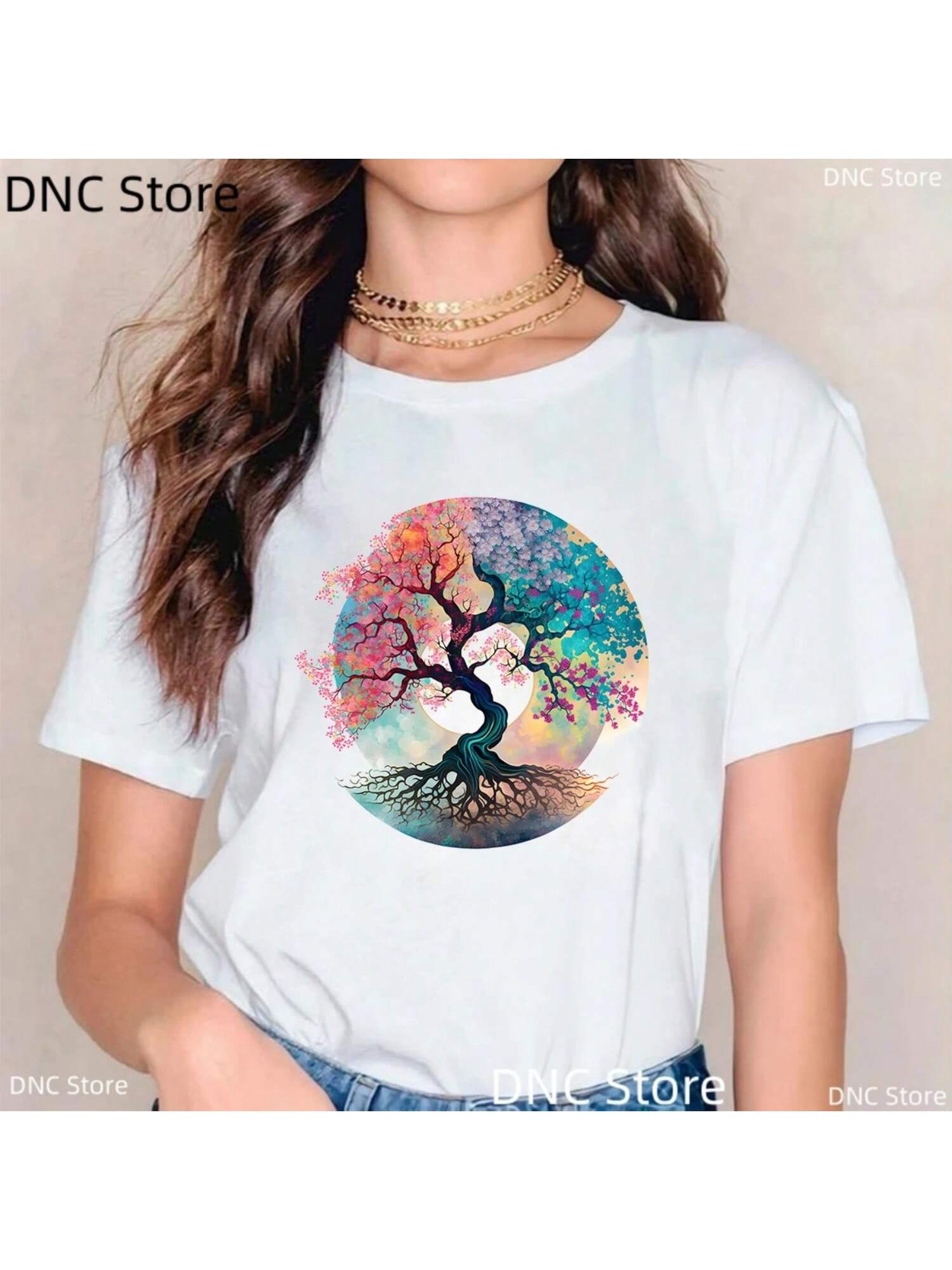 Fashion Wounisex T-Shirt Watercolor Tree Of Life Shirt For Wounisex, Family Tree Shirt, Reunion Matching Tee, Tree Of Life Shirt Tops S разноцветный