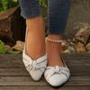 Damen Neue Frühjahrs- und Herbstspitze Flache Einzelne Schuhe Große Größe Mode Fliegendes Gewebe Ein Fuß Slip Lässig