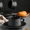 Capuccino Cups with Saucers and Metal Stand, 250ml Ceramic Coffee Cup Espresso Shots Cup Small Coffee Cups, Black and White