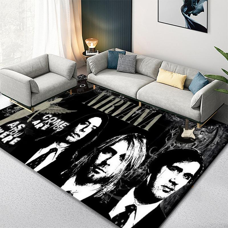 Nirvana Music Band Carpet Rug for Living Room Bedroom Home Sofa Decoration,Kids play Non-slip Floor Mat