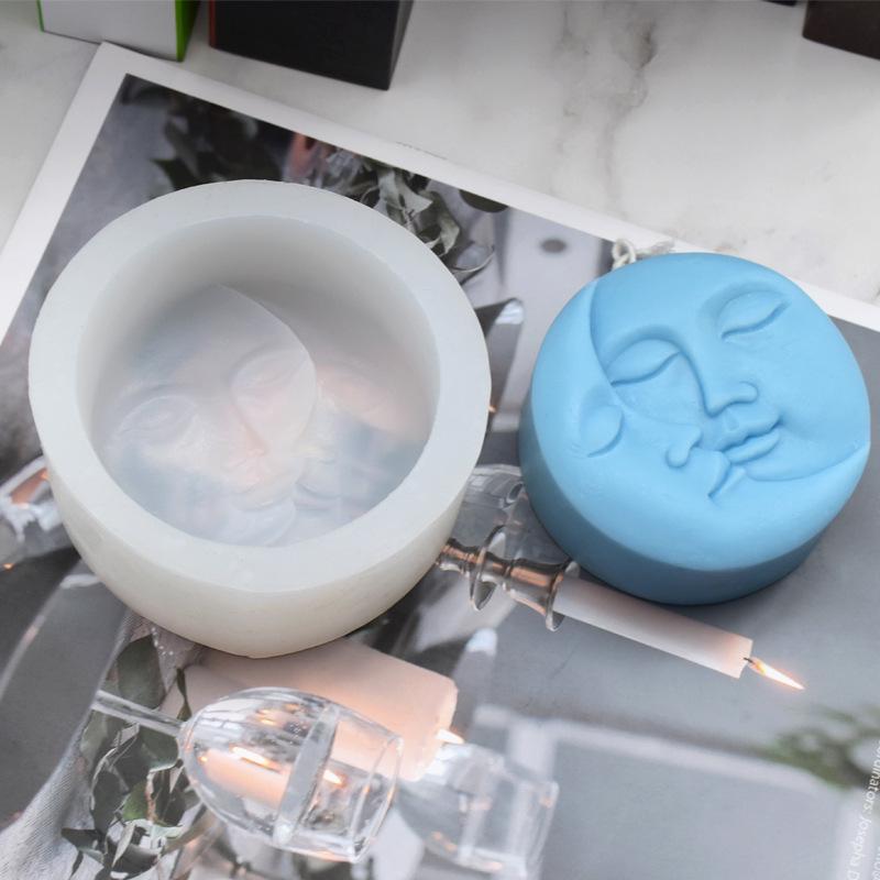 3D Star and Moon Face Silicone Mold for Candles and Ornaments