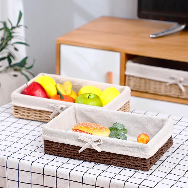 Handmade Rattan Paper Rope Storage Basket for Home Organization