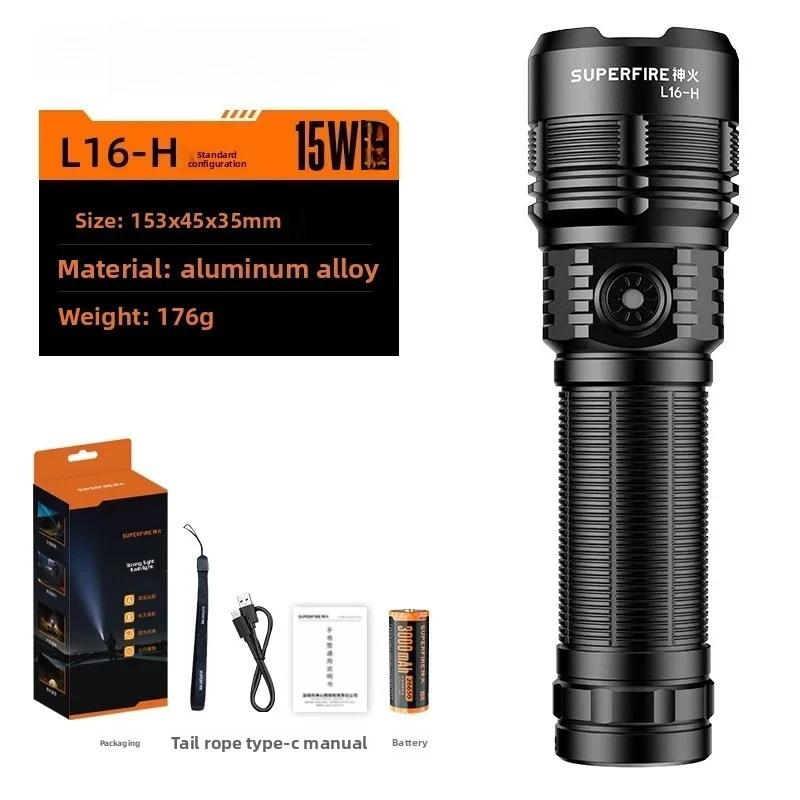Strong Light Long-range LED Flashlight USB Charging Portable Flashlight with Telescopic Zoom Waterproof Flashlight