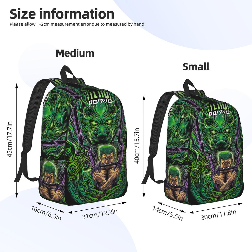 One Piece Roronoa Zoro Cool Backpack Sports Student Hiking Travel Daypack for Men Women College Canvas Bags
